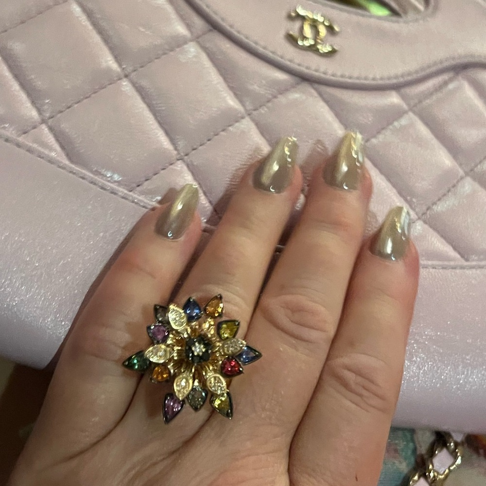 Effy diamond and sapphire flower ring STUNNING